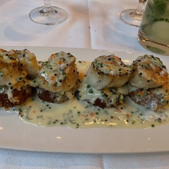 Grace signature dishes Maine Diver Scallop
Toad in the Hole Salad
Bacon Wrapped Onions